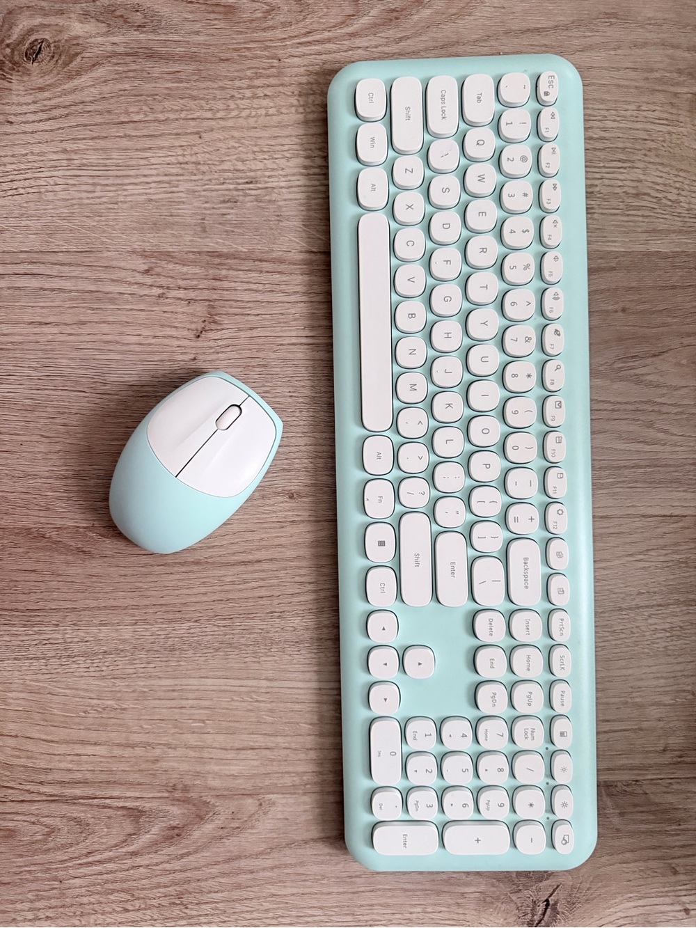Mint Green Wireless Keyboard and Mouse Set - Compact Bluetooth Combo